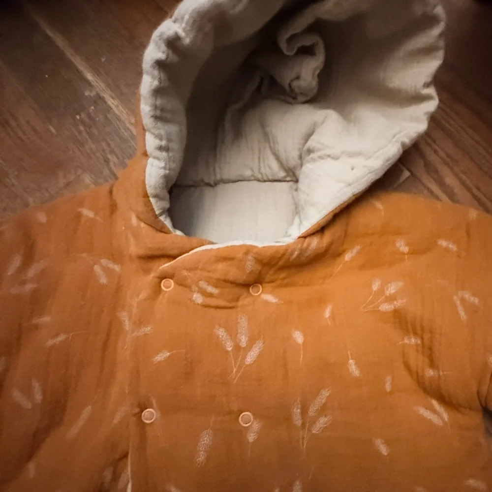 Fin & Vince Harvest Wheat Organic Cotton Hoody Reversible Coat as is